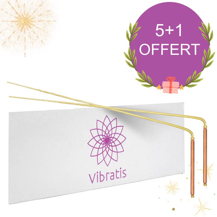 5 + 1 FREE: Brass dowsing rods for wholesale by Vibratis