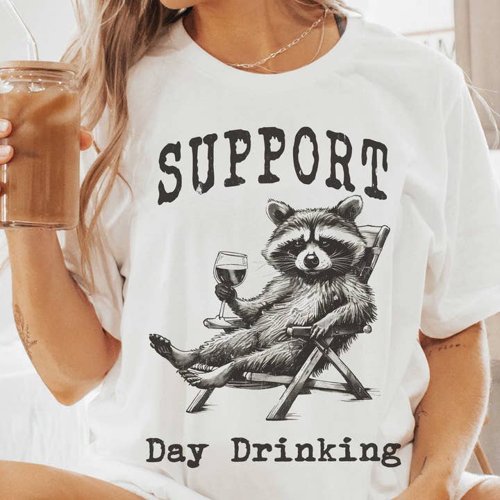 Maglietta grafica SUPPORTA IL BERE DI GIORNO per la vendita all'ingrosso da parte di A. BLUSH CO