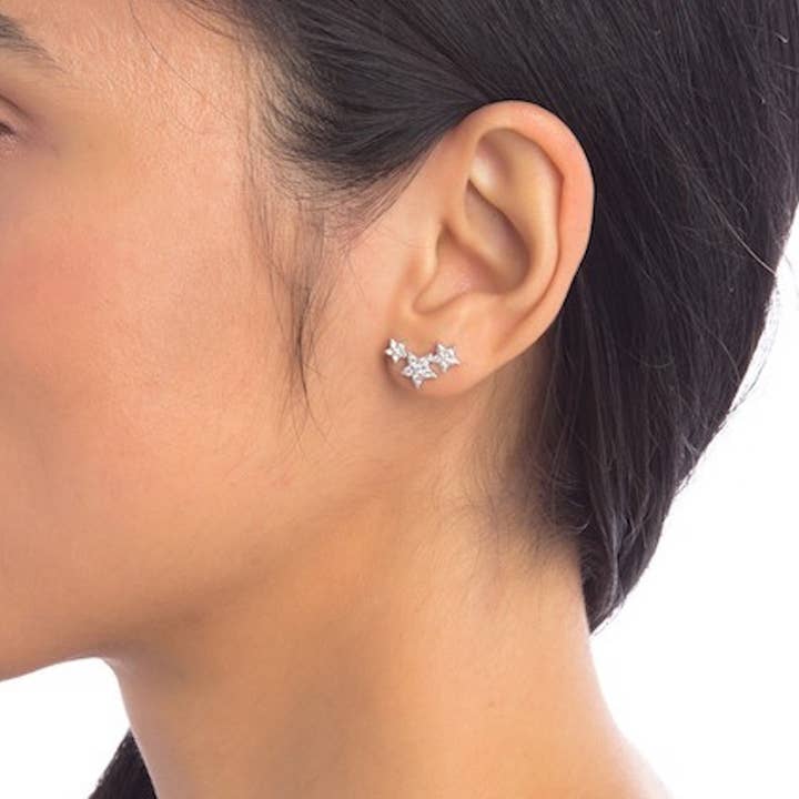Adornia - Wholesale Stud/Post Earrings - Shooting Star Stud Earrings silver gold