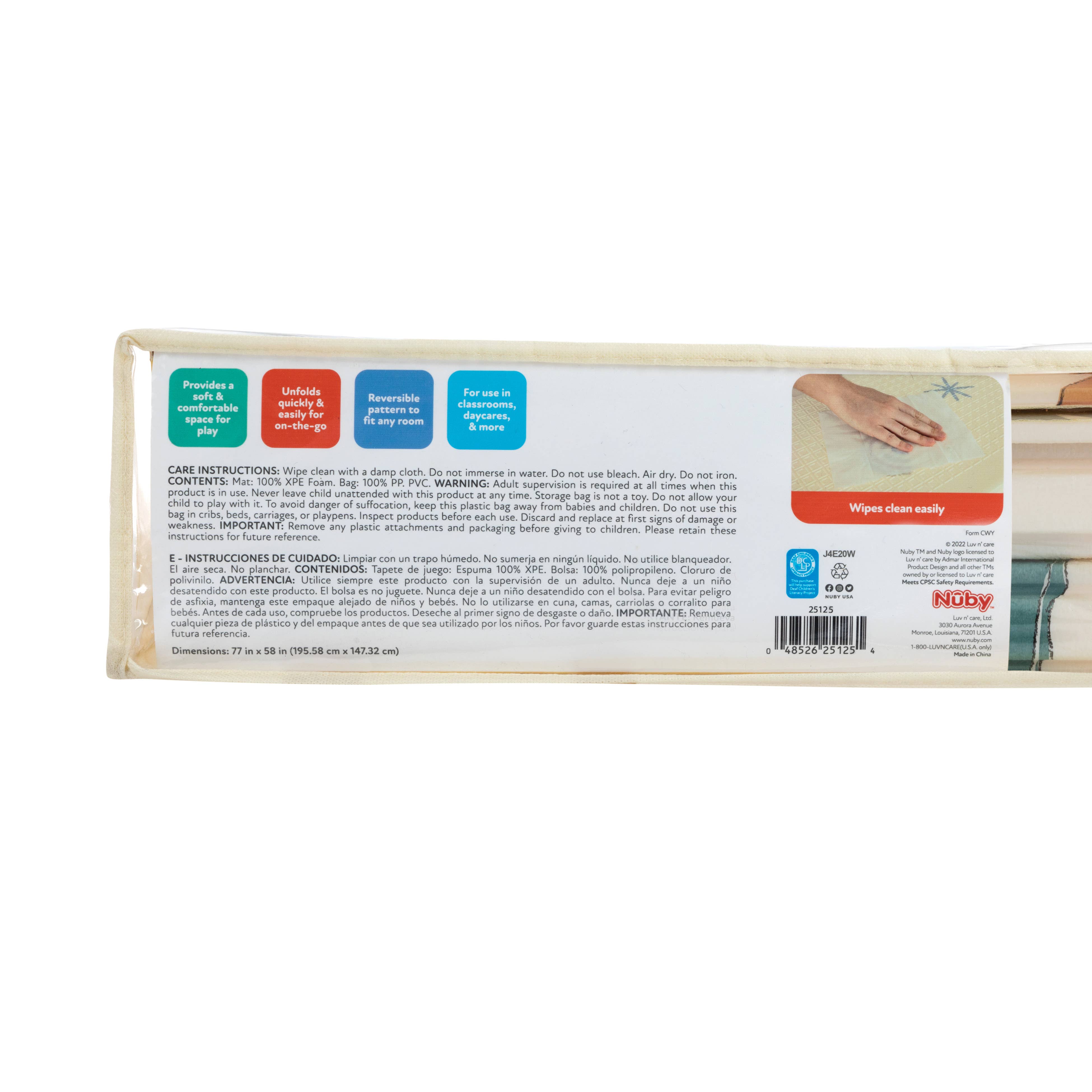 Nuby - Vente Tapis de jeu – enfant et bébé - Tapis de sol réversible pour enfants7