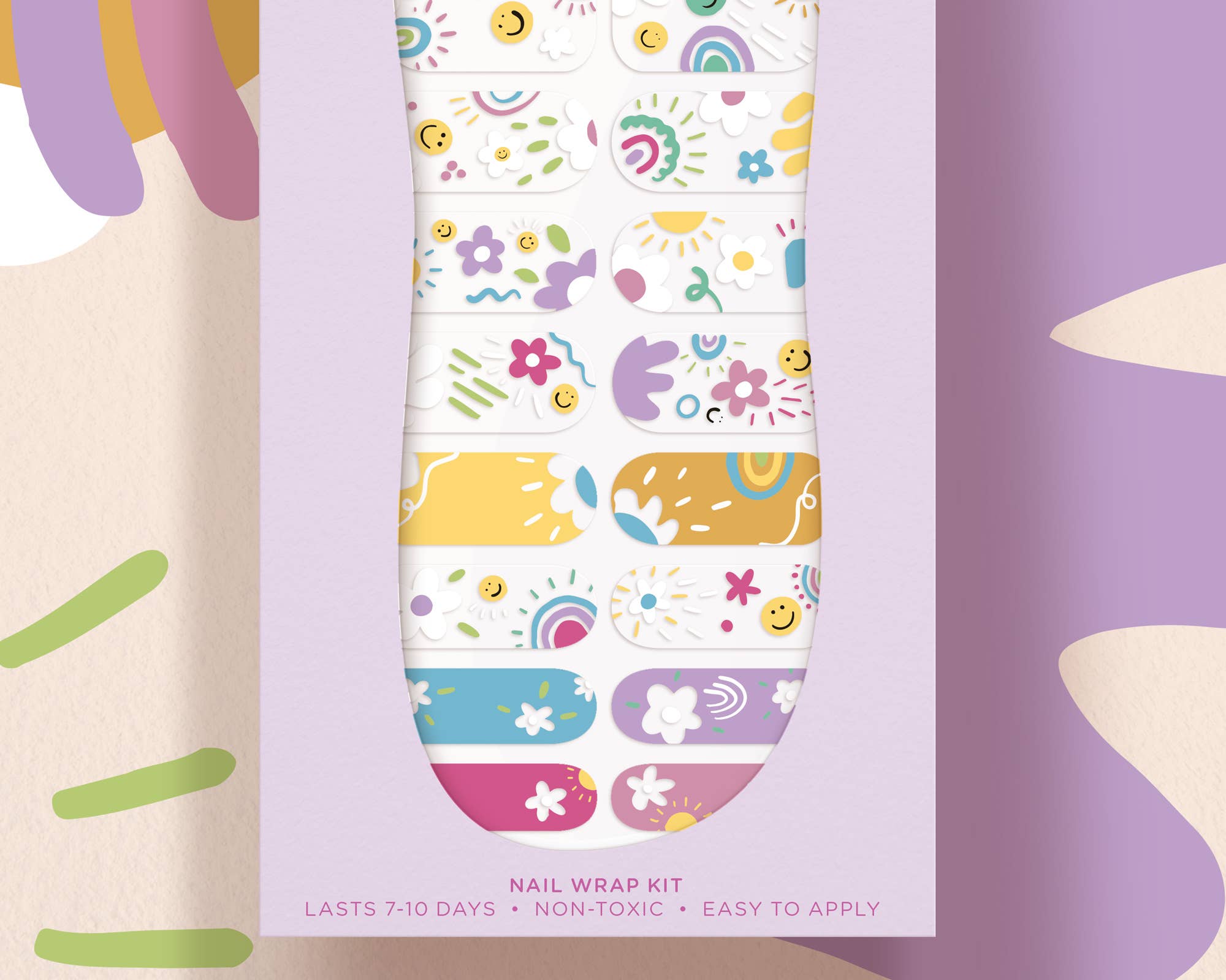 Modgloss - Wholesale Nail Art/Decal - 'Good Vibes' Clear Pop-Art Kawaii Rainbow Nail Art Wrap Kit2