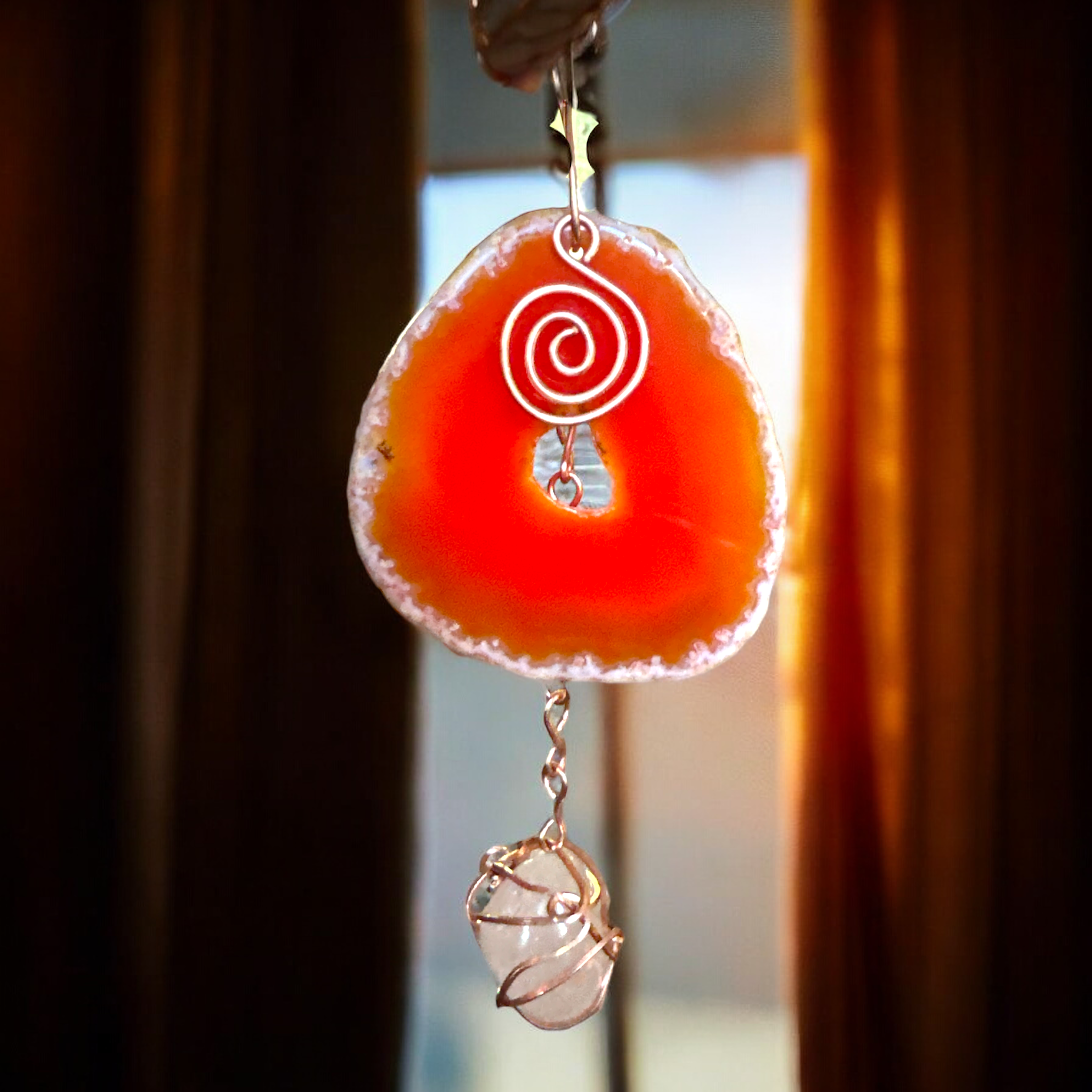 Well Fed Wolf L.L.C. - Wholesale Suncatcher - Handcrafted CopperWire-Wrapped Crystal Stone Window Hangings16