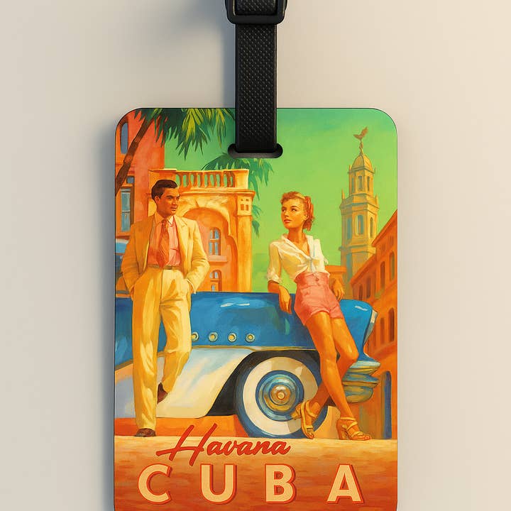 Jolitee - Vente Étiquette pour bagage - Étiquettes de bagages en cuir végétalien : Art d'affiche vintage16