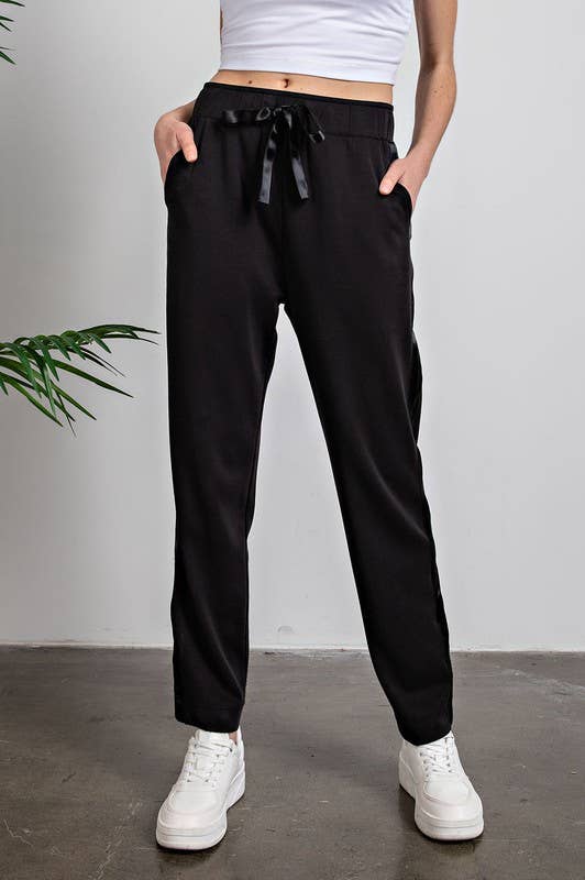 Sunday Morning - Wholesale Lounge Sweatpants/Joggers - Women's - P146237 Straight Leg Jogger with Side Satin Detail2