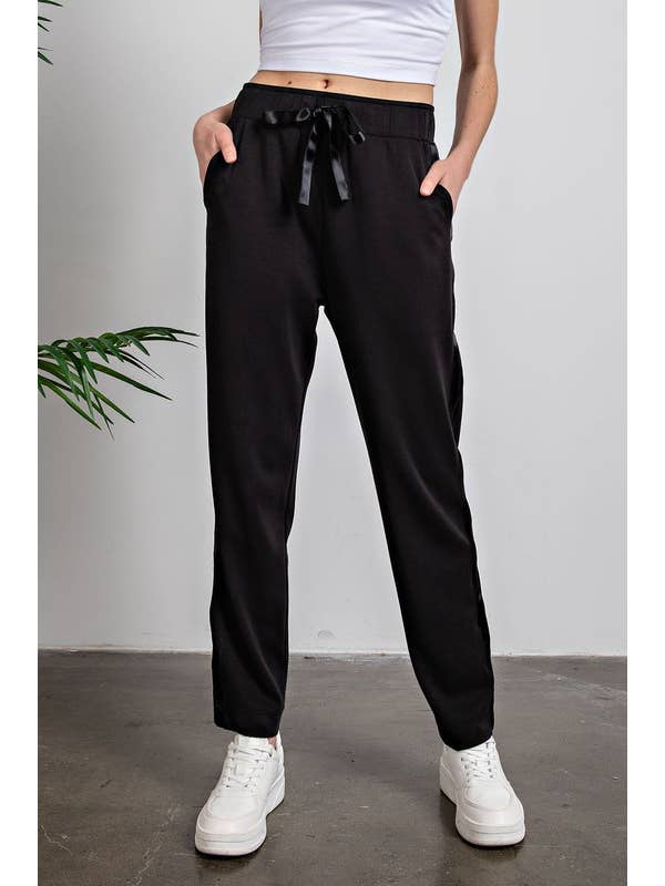 Sunday Morning - Wholesale Lounge Sweatpants/Joggers - Women's - P146237 Straight Leg Jogger with Side Satin Detail2