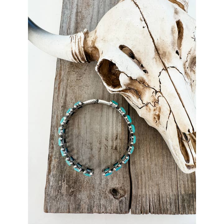Boho Ranch Shop - Wholesale Bangle Bracelet - Western Rectangle Stone Hinge Bangle Bracelet
