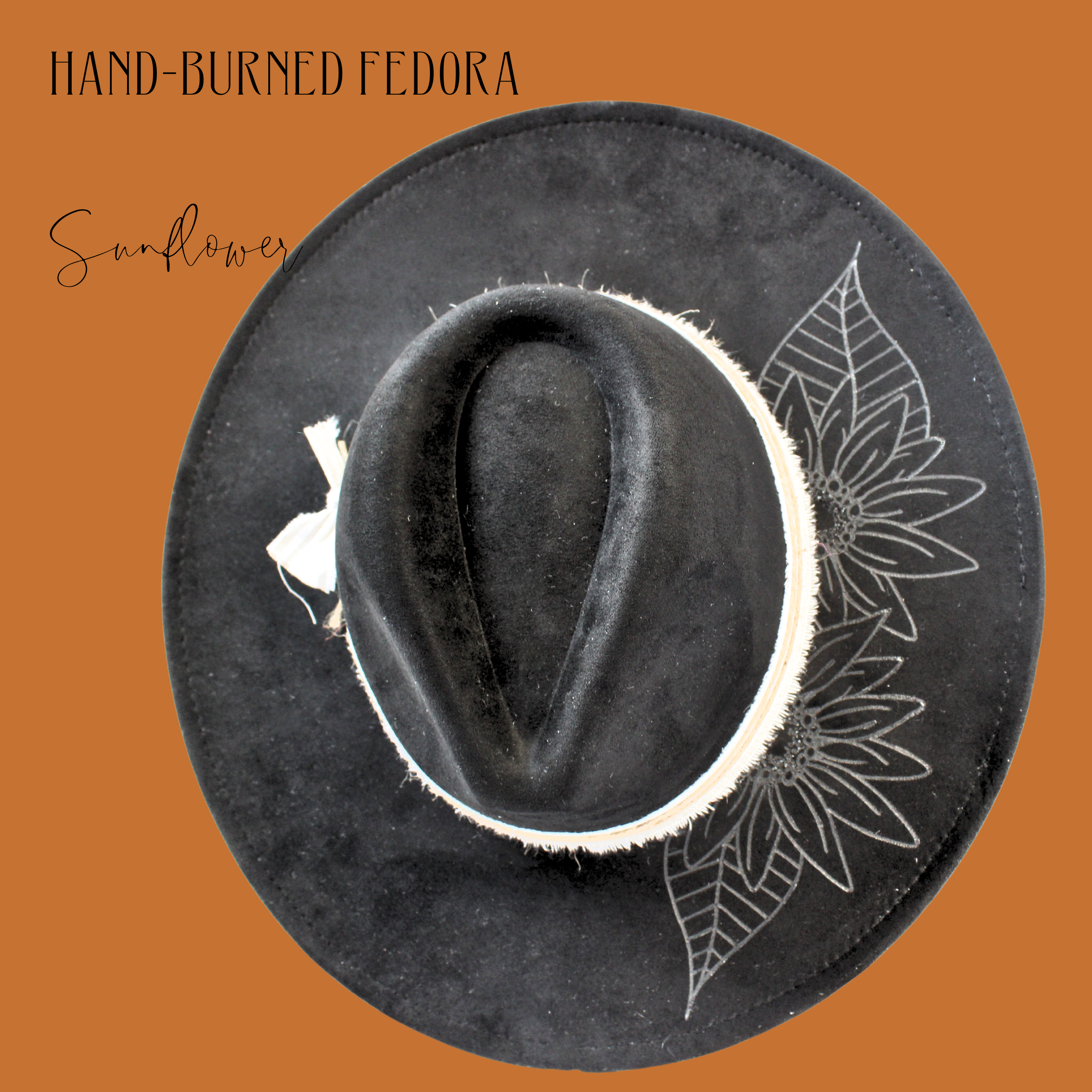 Wildflowers and Barley - Wholesale Fedora - Women's - Sunflower Hand-Burned Fedora2