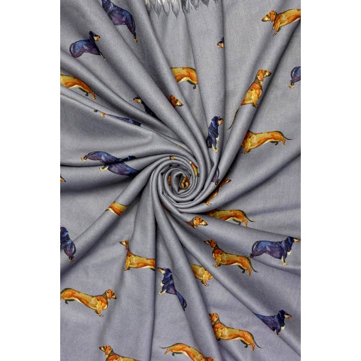 Fashion Scarf World - Wholesale Scarf - Women's - Dachshund Sausage Dog Print Tassel Scarf2