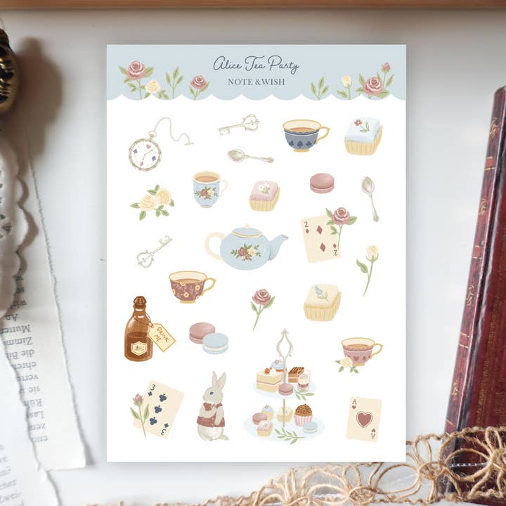 Alice Tea Party - Washi Paper Stickers for wholesale by Note & Wish