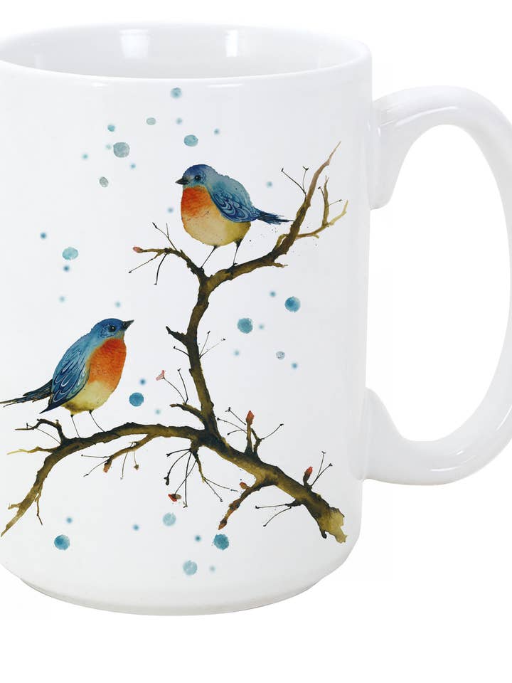 Tasse en céramique 450 ml - Chaleur Intérieure - Oiseaux rouges-gorges pour la vente par Oladesign