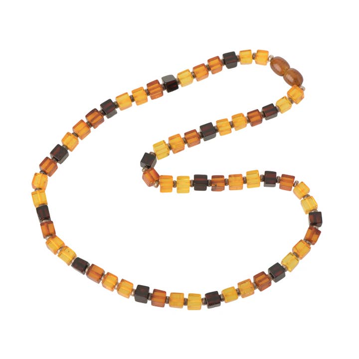 Collana ambra quadrata lucida multicolore per adulti per la vendita all'ingrosso da parte di The Natural Amber