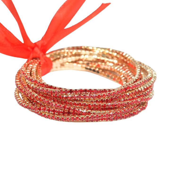 SOPHIA WHOLESALE - Wholesale Bangle Bracelet - Crystal Rhinestone Stretch Bracelet Set1
