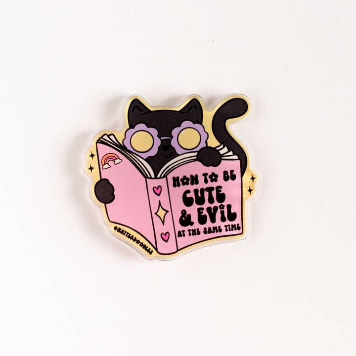 Cute & Evil at the Same Time Magnet – Gothic Cat Decor for wholesale by NatterDoodle