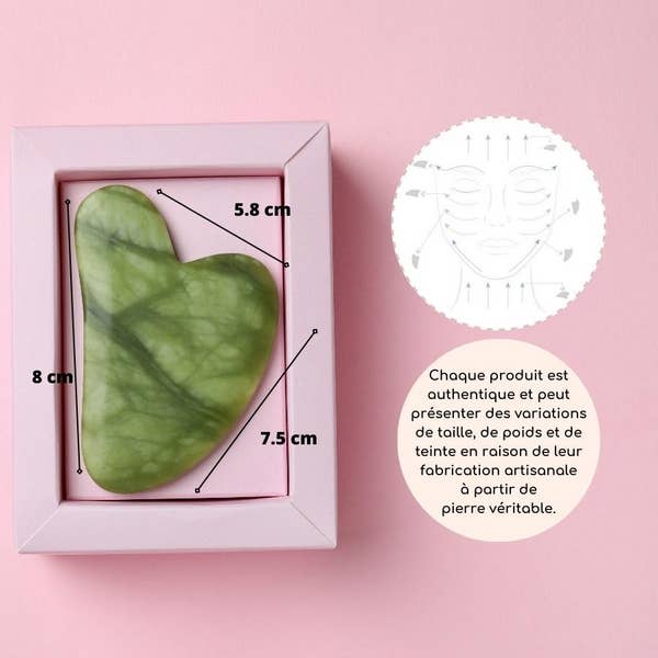 Zen'Arôme - Venta al por mayor Utensilio Gua Sha - Set de rodillo de masaje Gua Sha, Champi y Green Jade Stone11