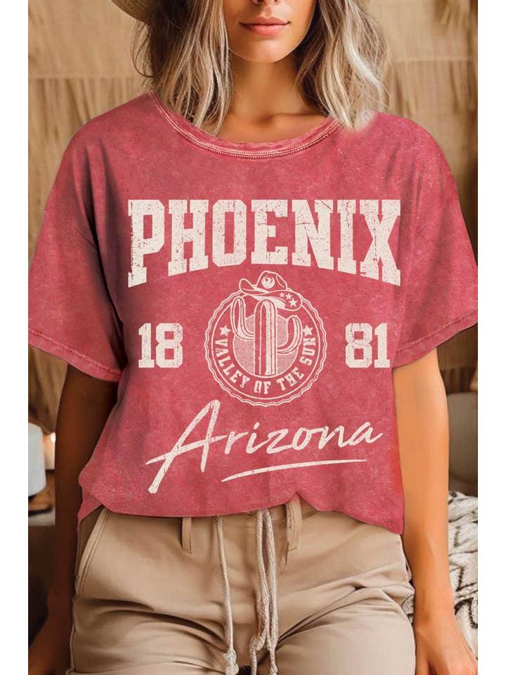 Rustee Clothing - Wholesale Screen Printed T-Shirt - Women's - PHOENIX ARIZONA 1881 MINERAL GRAPHIC TSHIRTS