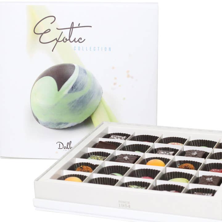 25 Piece Exotic Chocolate Gift Box for wholesale by Dallmann Confections Inc