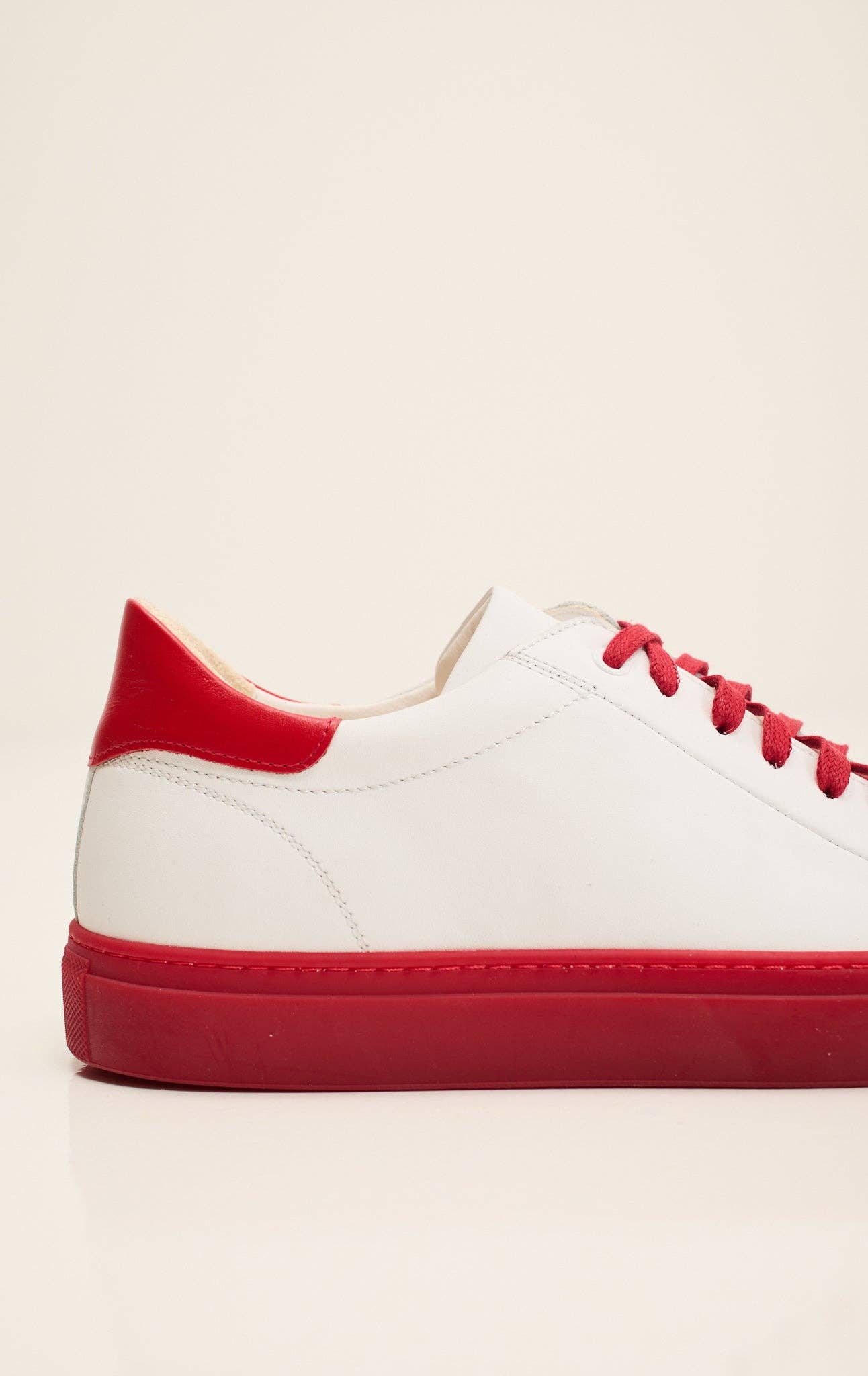 BLANC ROUGE Espadrilles de sport en cuir véritable pour hommes - blanc rouge en vente sur Faire2