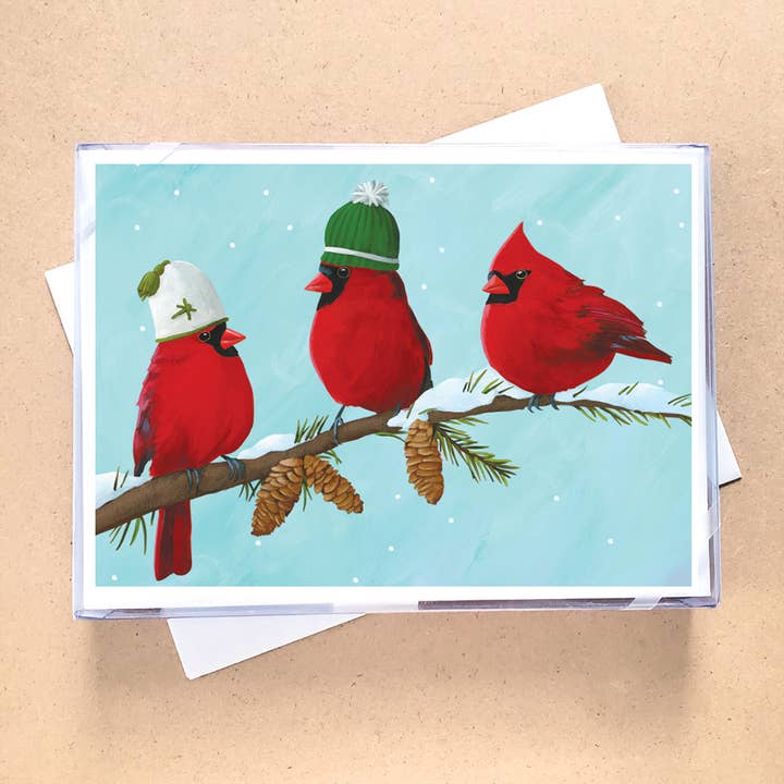 Three Cardinals Boxed Holiday Cards for wholesale by Allport Editions