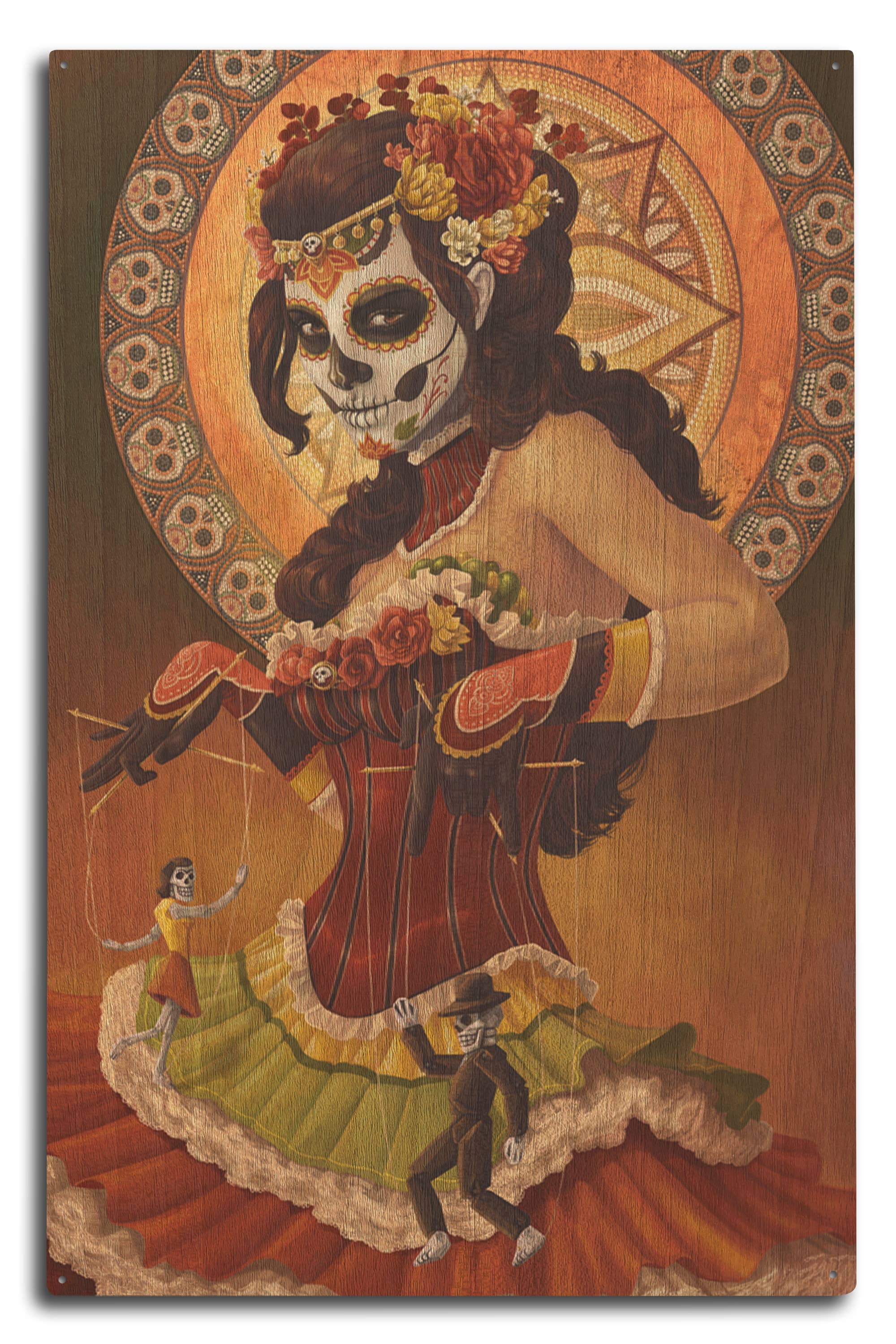 Lantern Press - Wholesale Wood Wall Art - WOOD SIGN ART Marionettes, Day of the Dead1