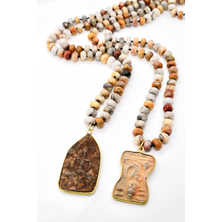 Crazy Lace Agate Gold Buddha Necklace -Buddha Collection- for wholesale by LIZOU
