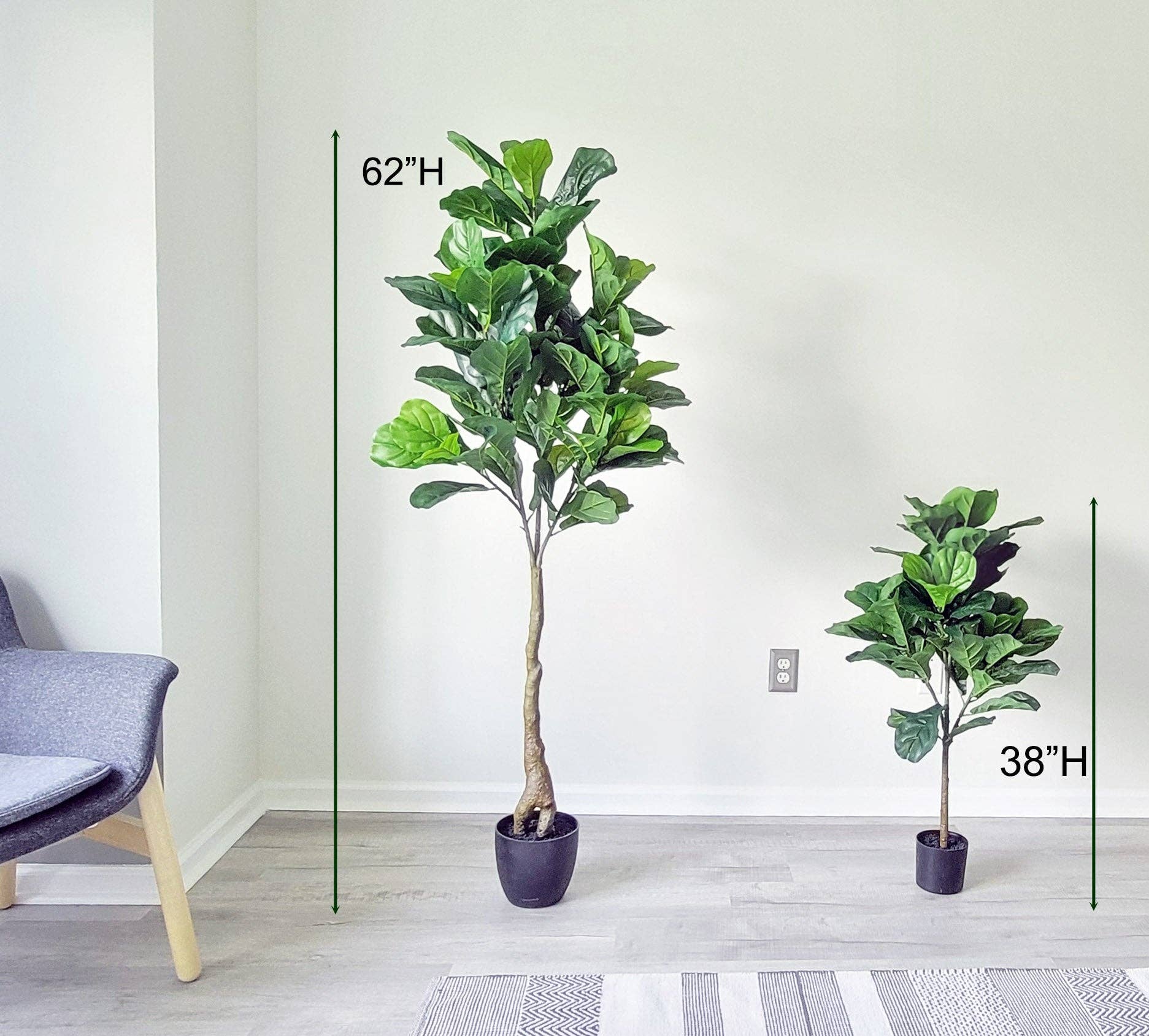 ES Essentials - Wholesale Artificial Plant - Artificial Fiddle Leaf Fig Real Touch Tree 38" Tall Green2