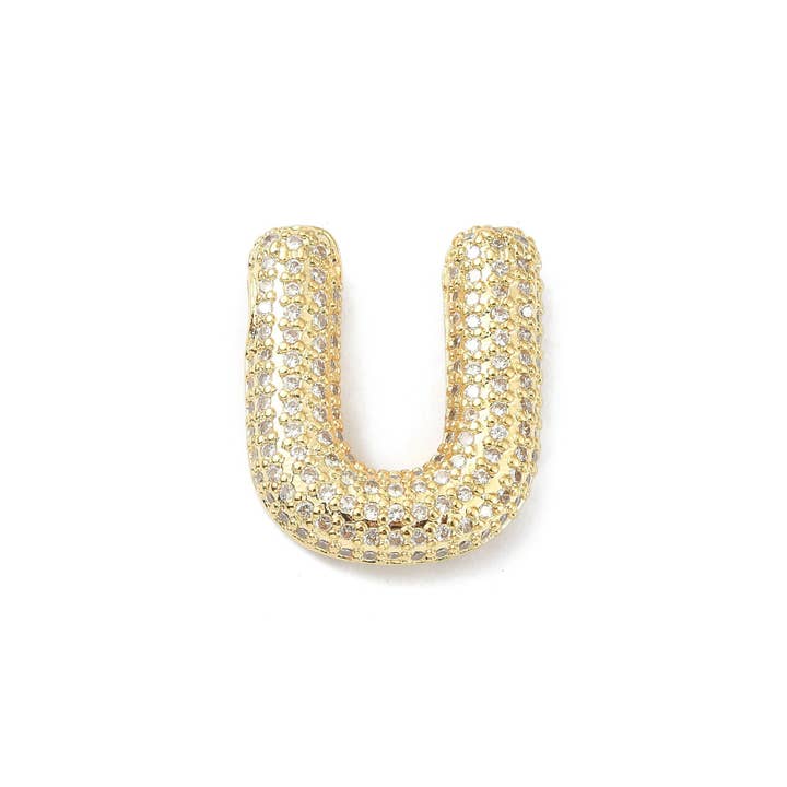 The Charm Bar Company - Wholesale Individual Charm/Pendant - Gold Slider Rhinestone Bubble Initial Charm19