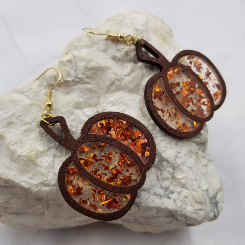 The Pretty Jewellery - Wholesale Dangle Earrings - Fall Sparkle Pumpkin Earrings1