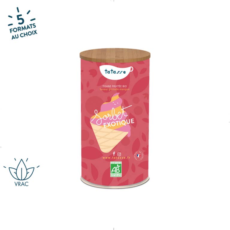 Tatasse - Wholesale Health/Detox Tea - Exotic Sorbet - Organic fruity herbal tea with rhubarb-mango flavor
