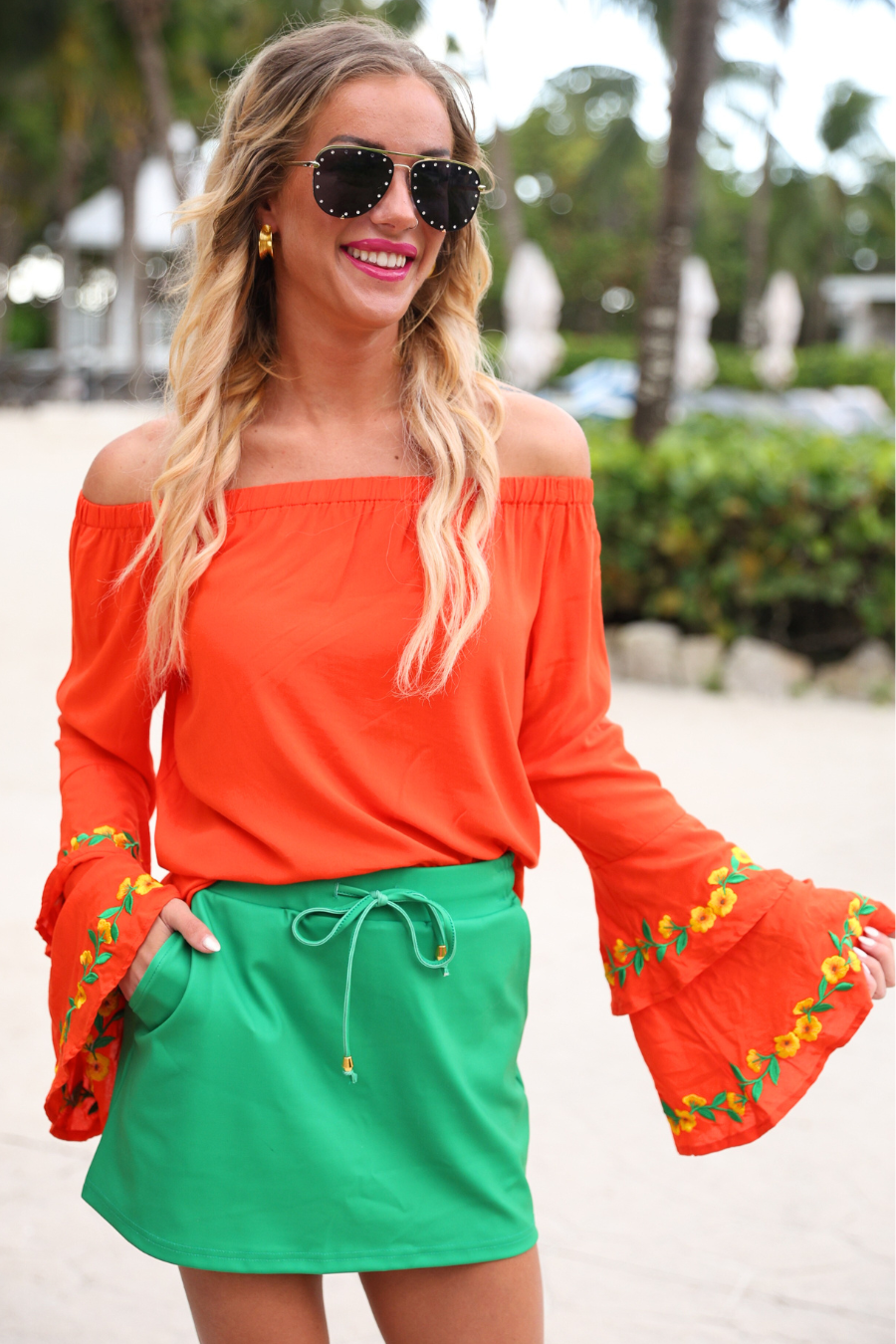 Orange Miranda Embroidered Top for wholesale on Faire1