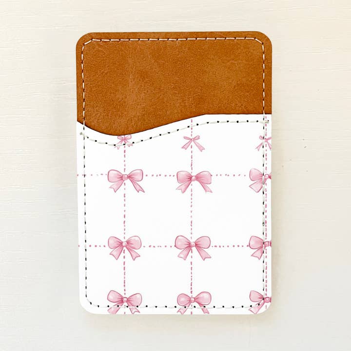 Porte-cartes en cuir avec nœuds coquette rose (22 options) pour la vente par Olivia + Rose