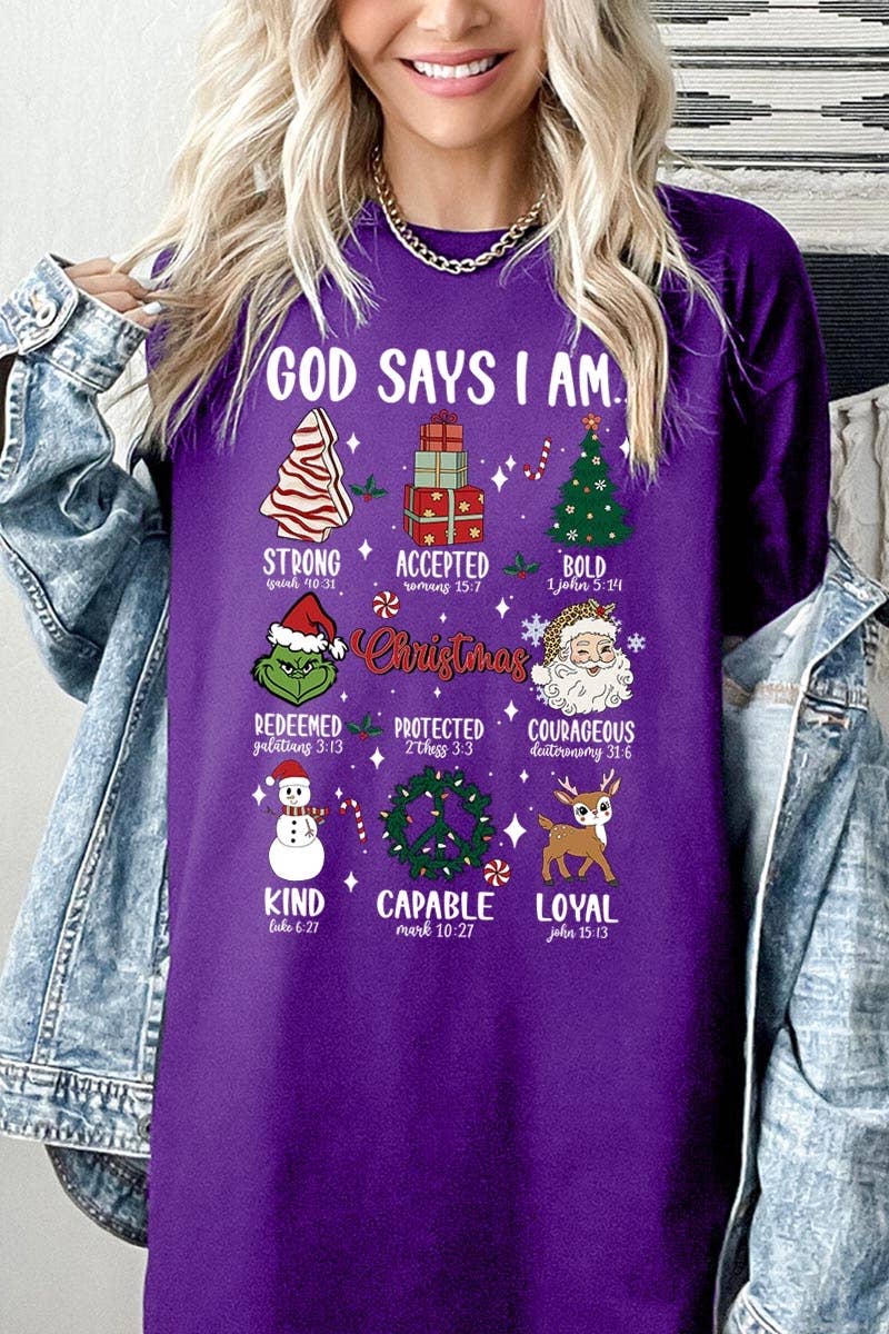 COLORBEAR – T-shirt gráfica - Unissexo por atacado – God Diays I Am Christmas Graphic Heavyweight Team11