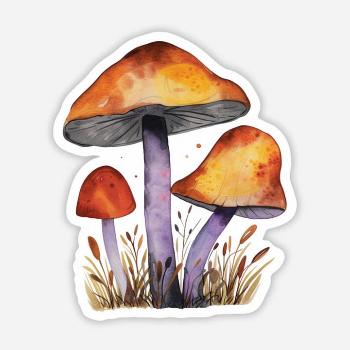 Autocollant multi-champignons, autocollant en forme de champignon, art botanique PNW pour la vente par CMarie Northwest
