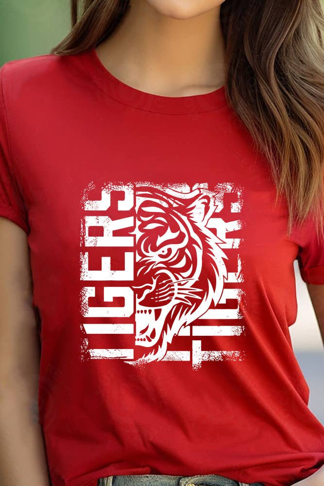 Top Avenue - Vendita all'ingrosso Maglietta stampata - Unisex - T-shirt unisex con scollo tondo con tigre invecchiata20