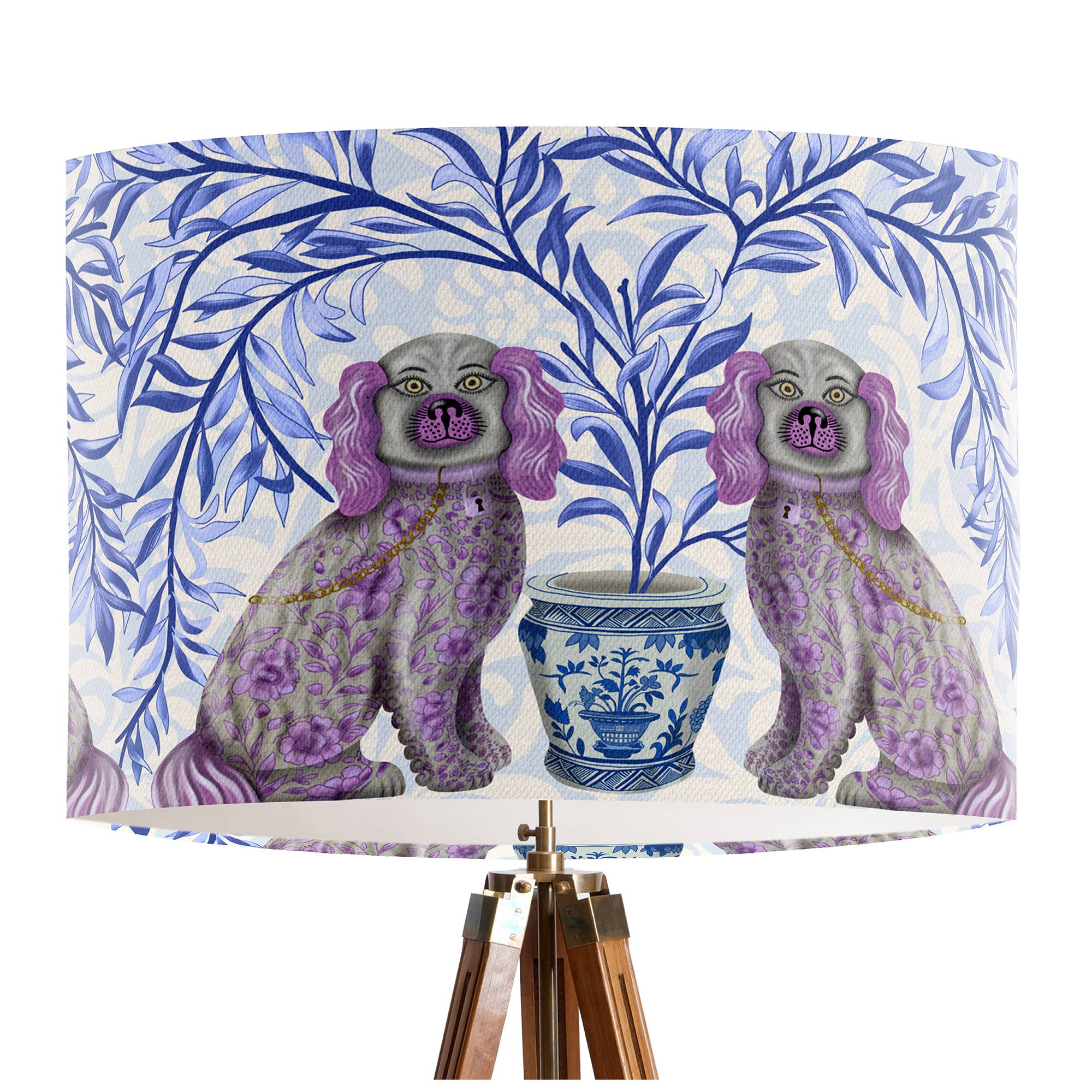 FabFunky Ltd – wholesale Lampshade – Chinoiserie Staffordshire dog twins pink blue Lampshade pack0