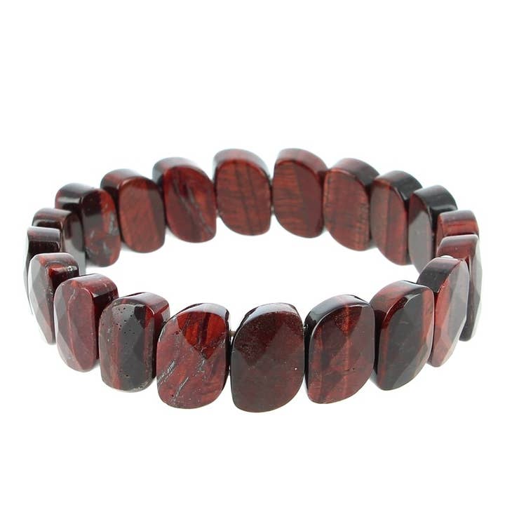 Pulsera Ojo de Tauro con placas facetadas 10 x 15 mm para venta al por mayor de Artisans de Madagascar