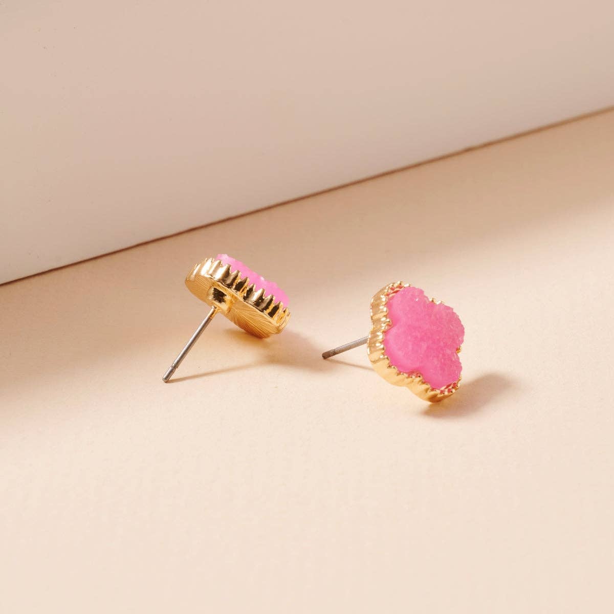 Frem - Wholesale Stud/Post Earrings - Mini Druzy Flower Stud Earrings30