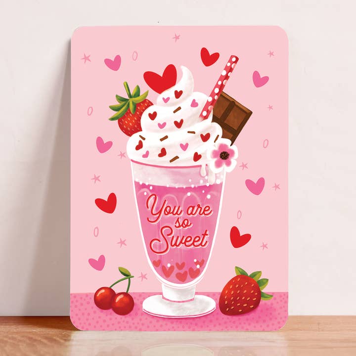 Aniet Illustration – wholesale Alla hjärtans dag-kort – Kort kärlek alla hjärtans dag du är söt milkshake vykort