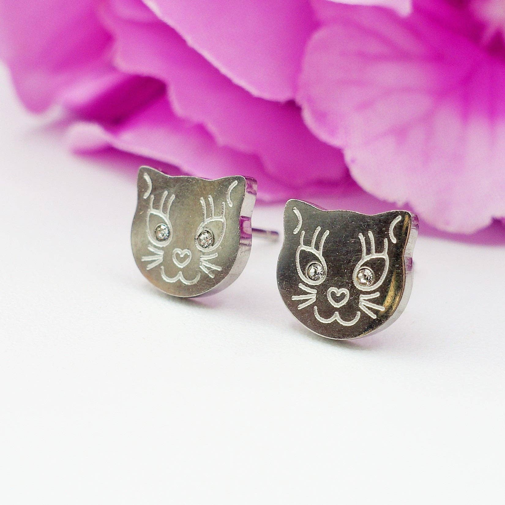 Daemon srls - Wholesale Stud/Post Earrings - MEOW - ACCIAIO INOSSIDABILE ~ Orecchini bottone a forma gattino4