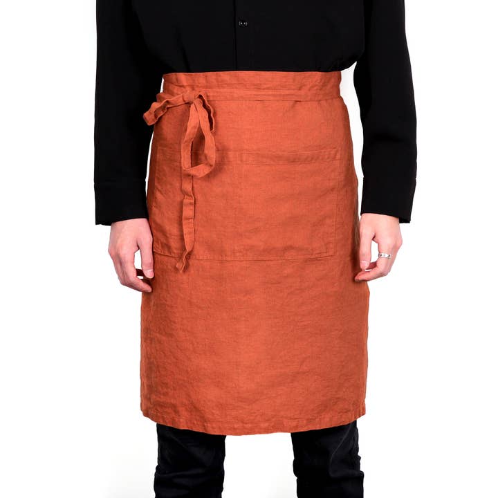 Triton Linen - Wholesale Apron - Linen Bistro Half Apron with Pockets 25 x 35 Inch - Caramel1