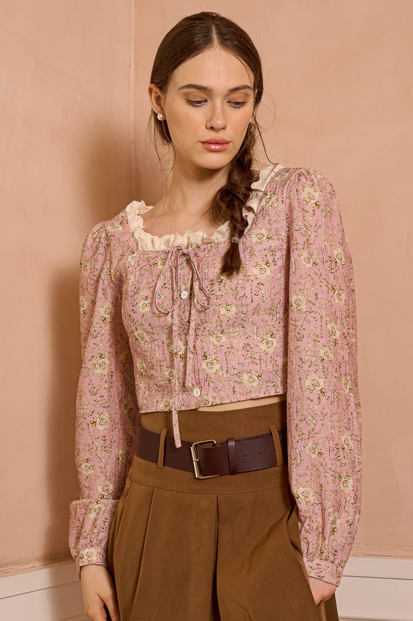 ROSIE POSIE - Wholesale Blouse - Women's - RP2497 - Retro-Inspired Floral Top with Lace Detail7