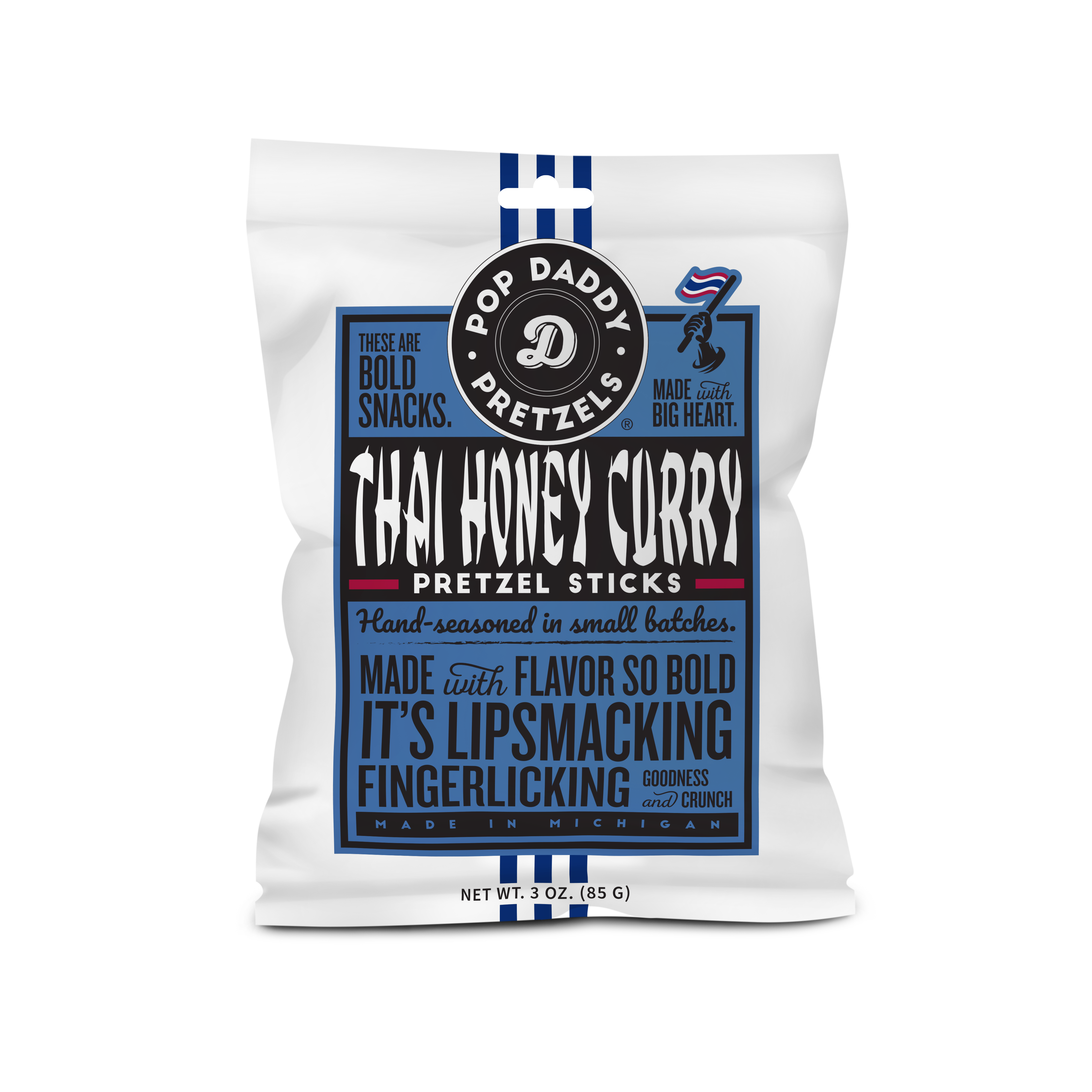 Pop Daddy Snacks - Wholesale Pretzels - Thai Honey Curry Seasoned Pretzels 3.0 oz0