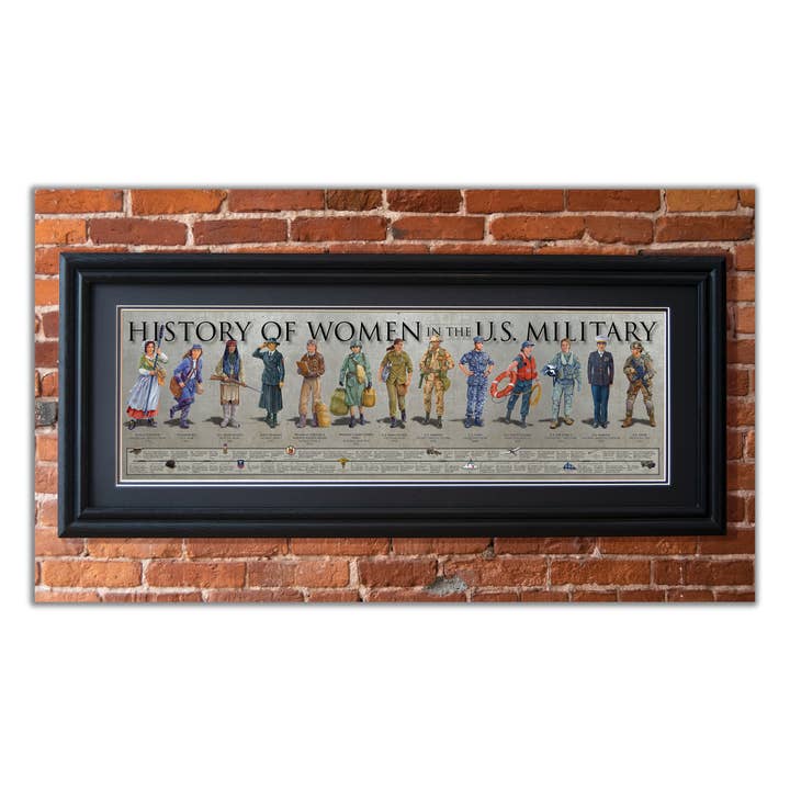 History of Women in the U.S. Military - Framed 2” Black Double Matted, Grooved Molding 11 ¾" x 36" for wholesale by History America