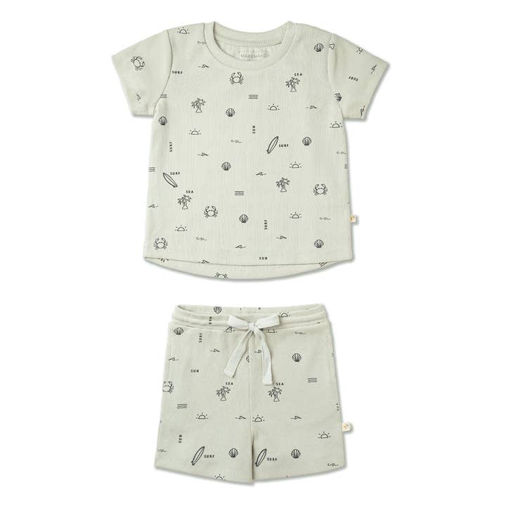 Makemake Organics - Wholesale Top & Short Set - Kids - Organic Tee & Shorts Set - Surf