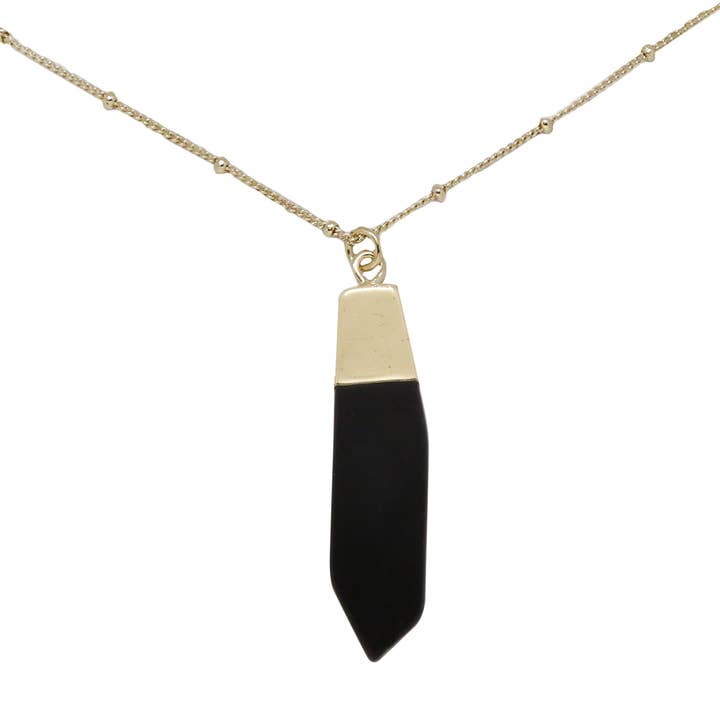 Onyx & Gold Pendant Necklace for wholesale by CHARGED