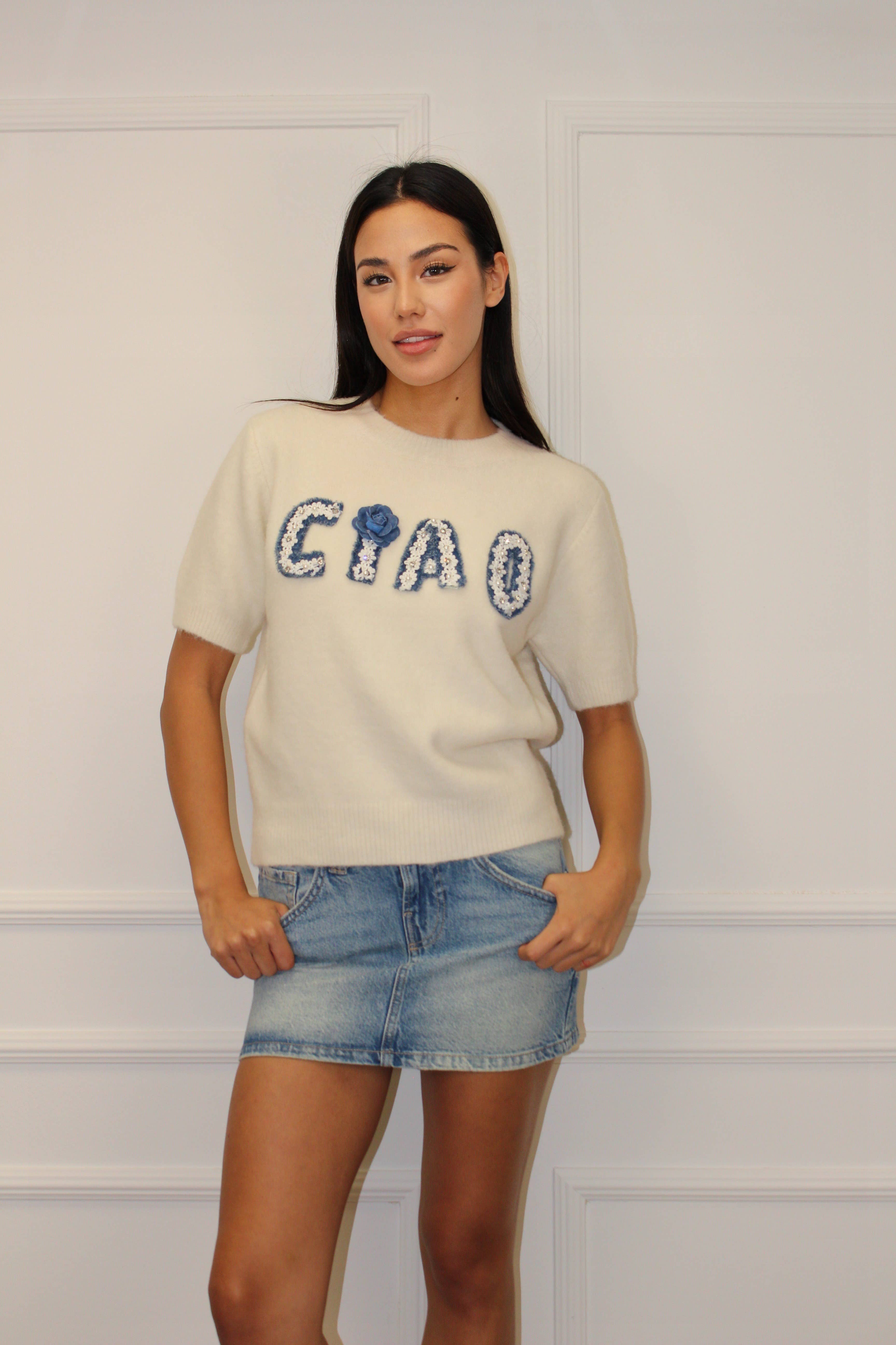 Chilli Girl Collection - Wholesale Knit Sweater - Women's - Round neck CIAO short sleeve sweater  1