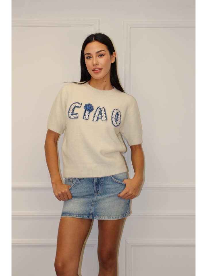 Chilli Girl Collection - Wholesale Knit Sweater - Women's - Round neck CIAO short sleeve sweater 1