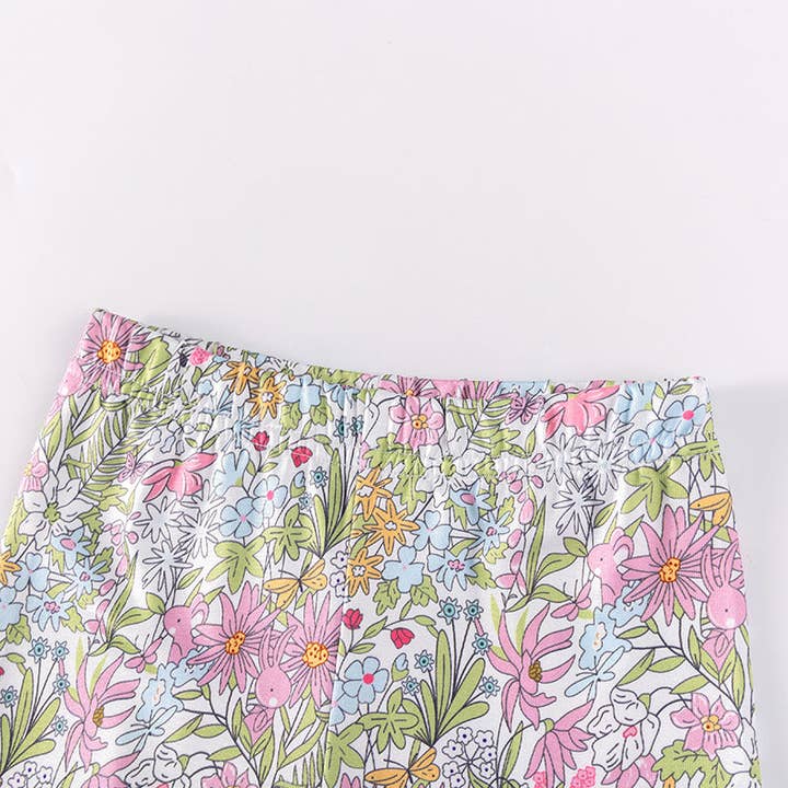 Pink Spring and Autumn Girls Flowers and Animals Cartoon Pattern Long Sleeves Sweatshirt and Floral Pants Clothing Set for wholesale on Faire2