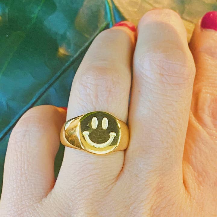 Ellison+Young - Wholesale Signet Ring - Stamped Smile Ring1