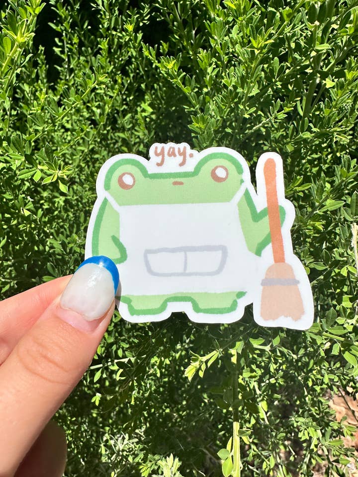 Werkende Kikker Schattige Sticker Voor Waterfles & Laptop voor wholesale door Simply Froggie Shop