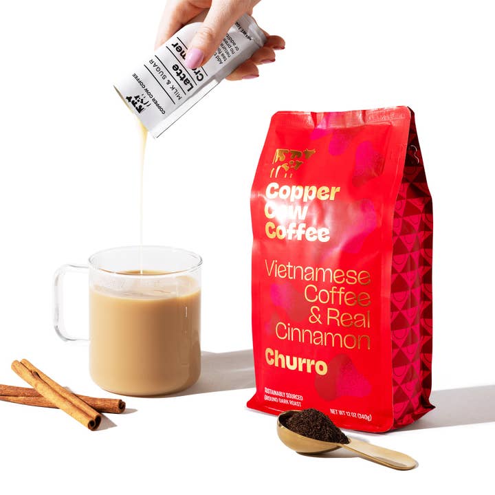 Copper Cow Coffee - Wholesale Ground Coffee - Ground Coffee - Churro Ground Coffee I 6 Pack Case3